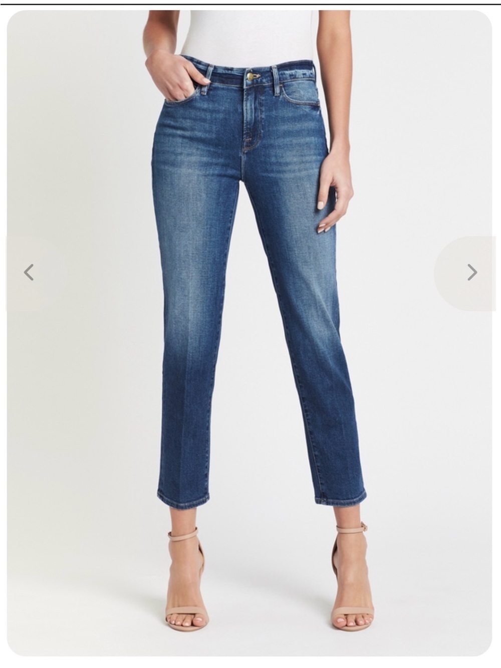 FRAME Le Nouveau Straight Jeans 25 Medium Wash High Rise Denim Y2K Cottagecore